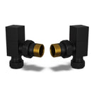 Square - Black Radiator Valves Angled 10mm