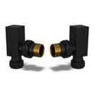 Square - Black Radiator Valves Angled 10mm