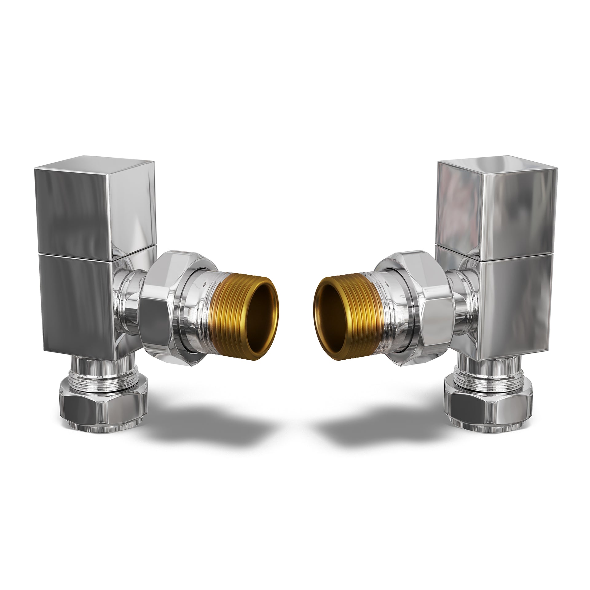 Square Chrome Radiator Valve Angled Polished 10mm