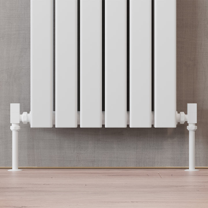 Square - White Radiator Valves Angled 15mm