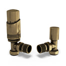 Talus Bold - Antique Brass Thermostatic Radiator Valve & Lockshield Angled 8mm
