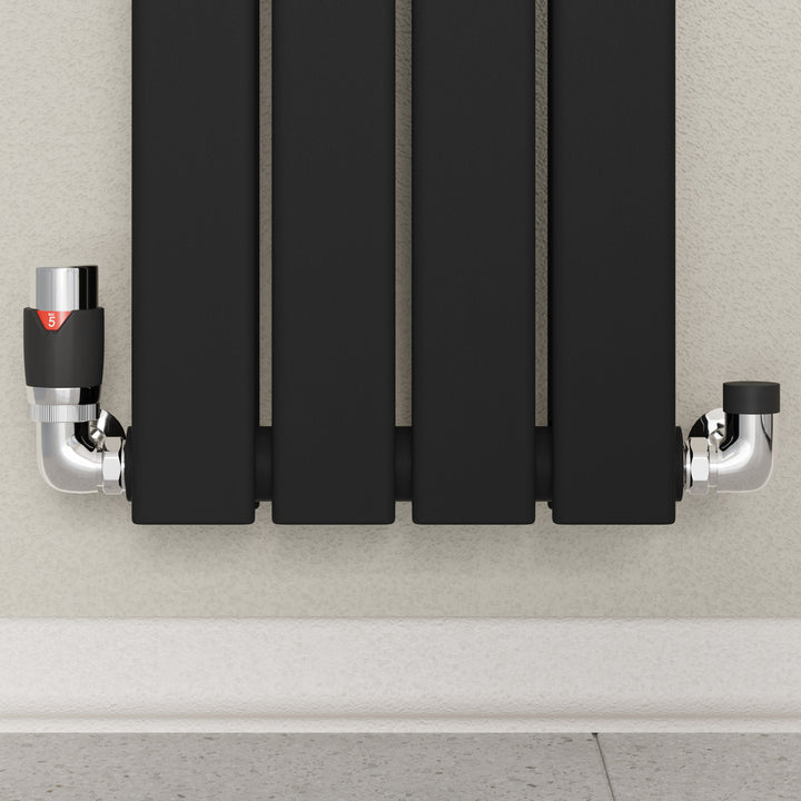 Talus Flair - Black Thermostatic Radiator Valve & Lockshield Corner 15mm