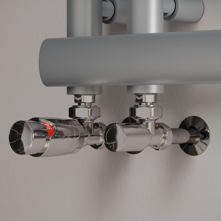Talus Flair - Thermostatic Radiator Valve & Installation Kit - Chrome Angled 15mm
