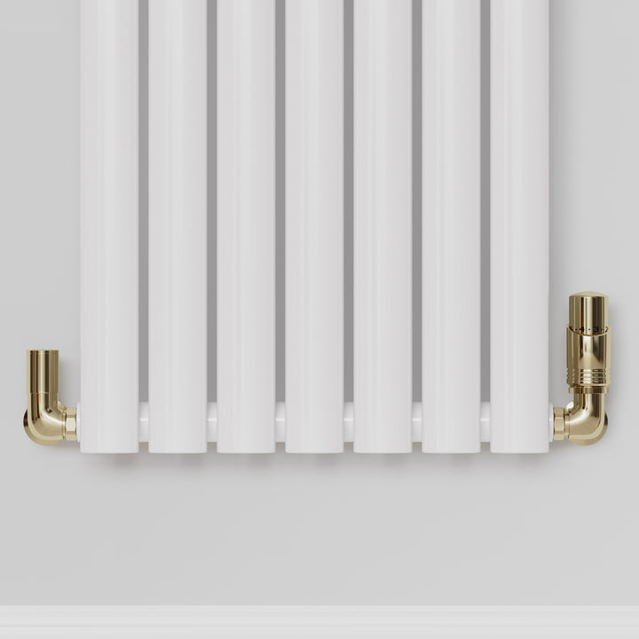 Talus Bold - Polished Brass Thermostatic Radiator Valve & Lockshield Corner 15mm