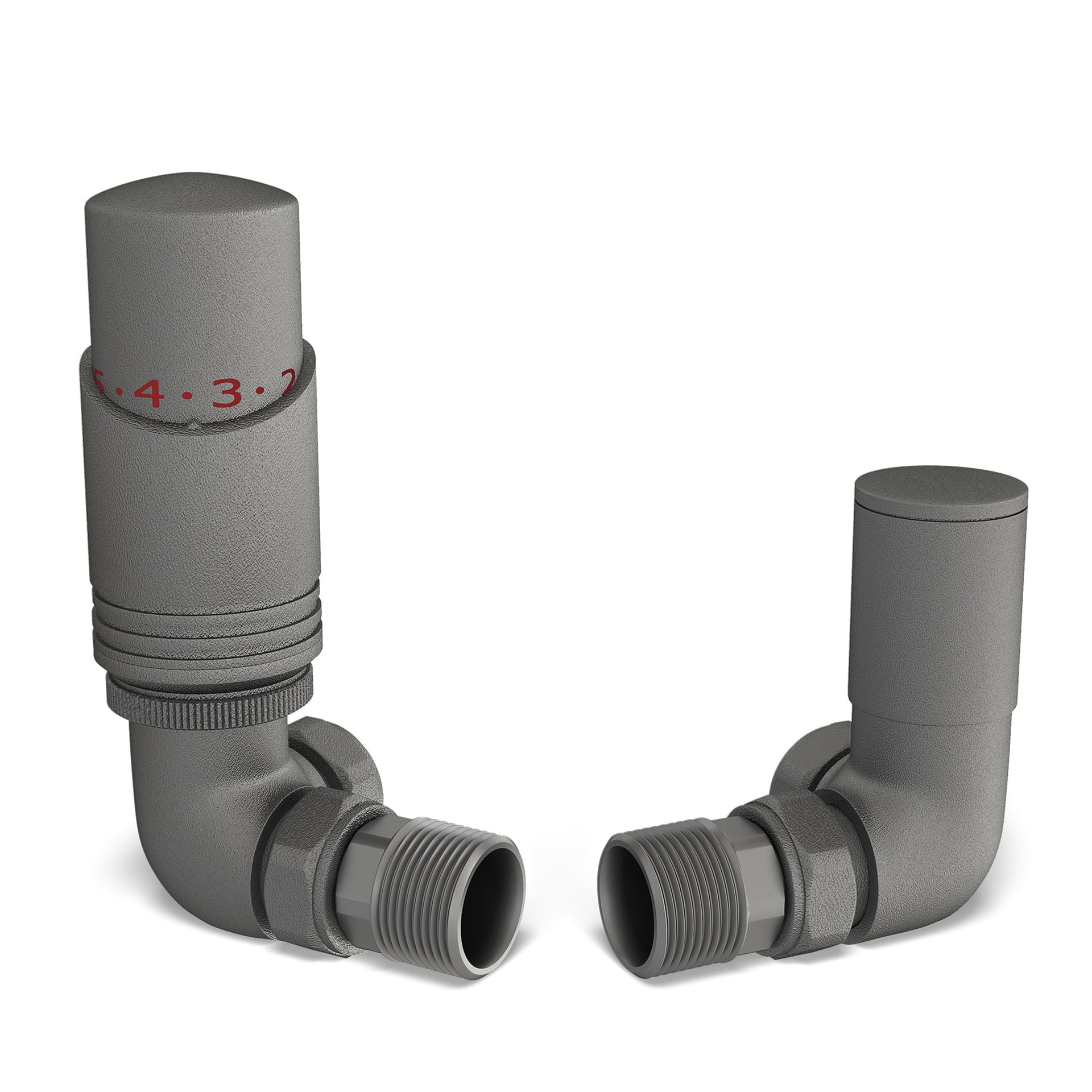 Talus Bold - Natural Pewter Thermostatic Radiator Valve & Lockshield Corner 10mm