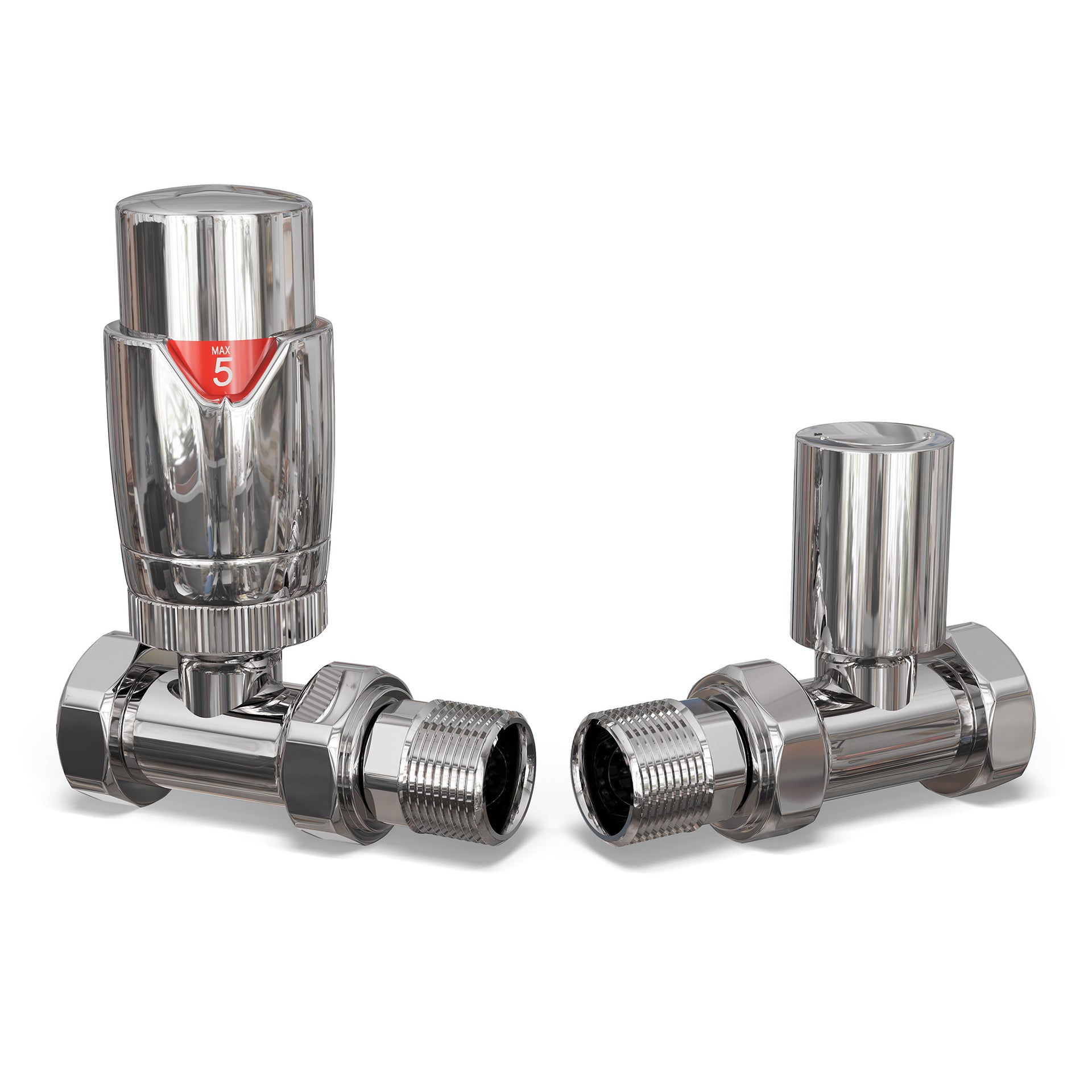Talus Flair - Chrome Thermostatic Radiator Valve & Lockshield Straight 8mm