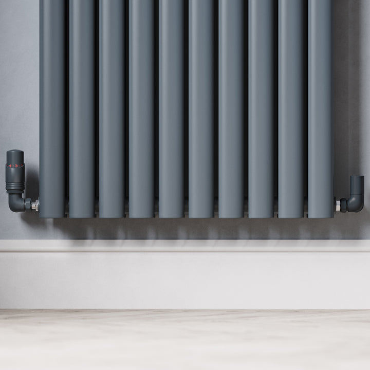 Talus Bold - Anthracite Thermostatic Radiator Valve & Installation Kit Corner 15mm