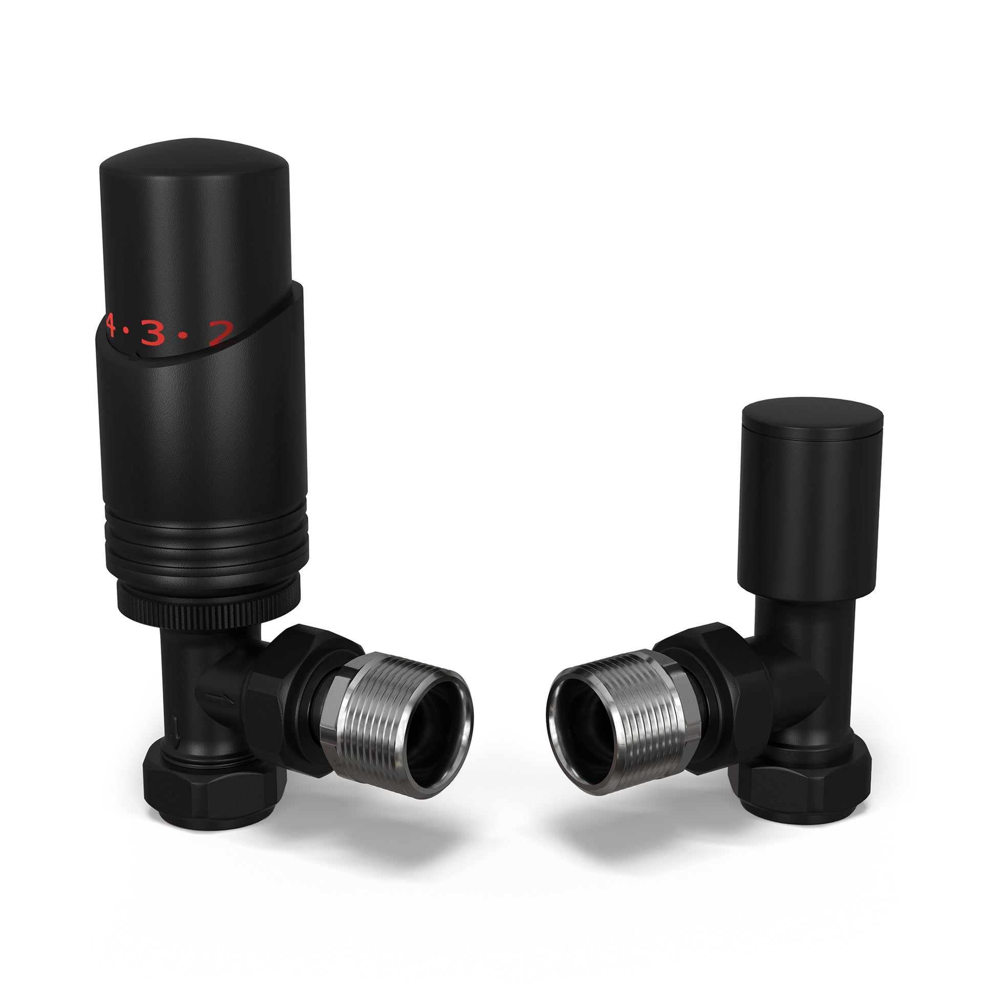 Talus Bold - Black Thermostatic Radiator Valve & Lockshield Angled 8mm