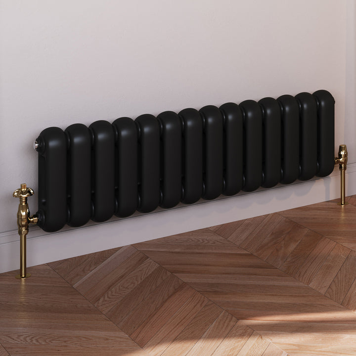 Signature Metal Head - Polished Brass Thermostatic Radiator Valve & Lockshield Angled 8mm