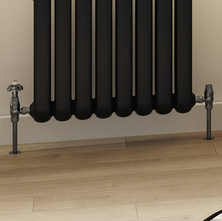 Signature Metal Head - Black Nickel Thermostatic Radiator Valve & Lockshield Angled 10mm