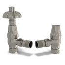 Signature Metal Head - Silver Nickel Thermostatic Radiator Valve & Lockshield Angled 10mm