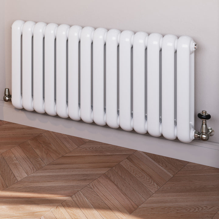 Signature Wooden Head - Thermostatic Radiator Valve & Installation Kit - Silver Nickel Corner 15mm