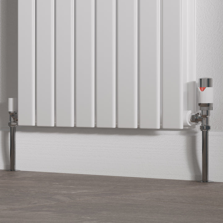 Talus Flair - White Thermostatic Radiator Valve & Installation Kit Angled 15mm