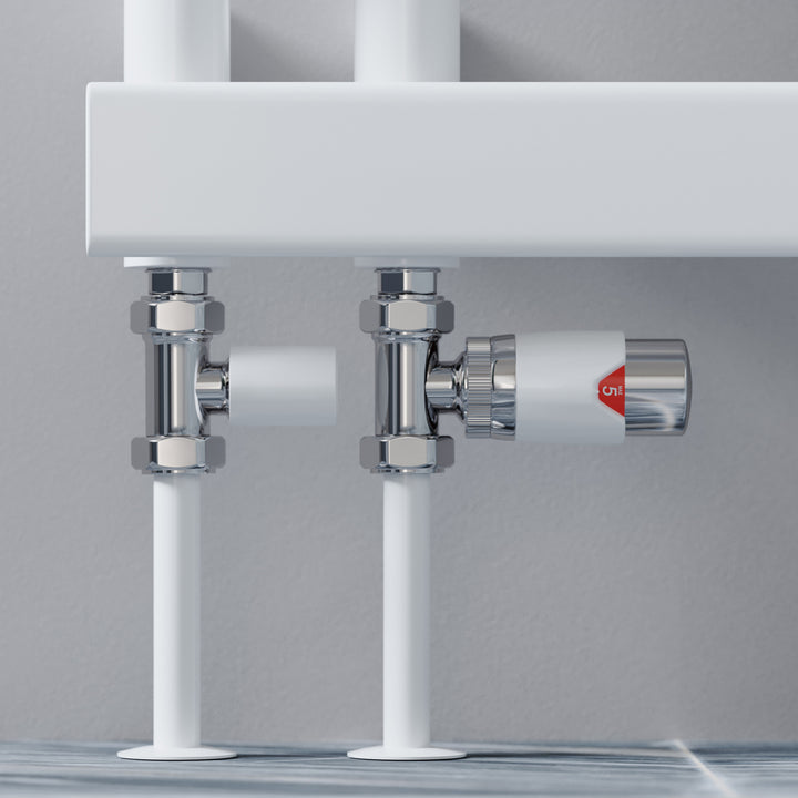 Talus Flair - White Thermostatic Radiator Valve & Installation Kit Straight 15mm