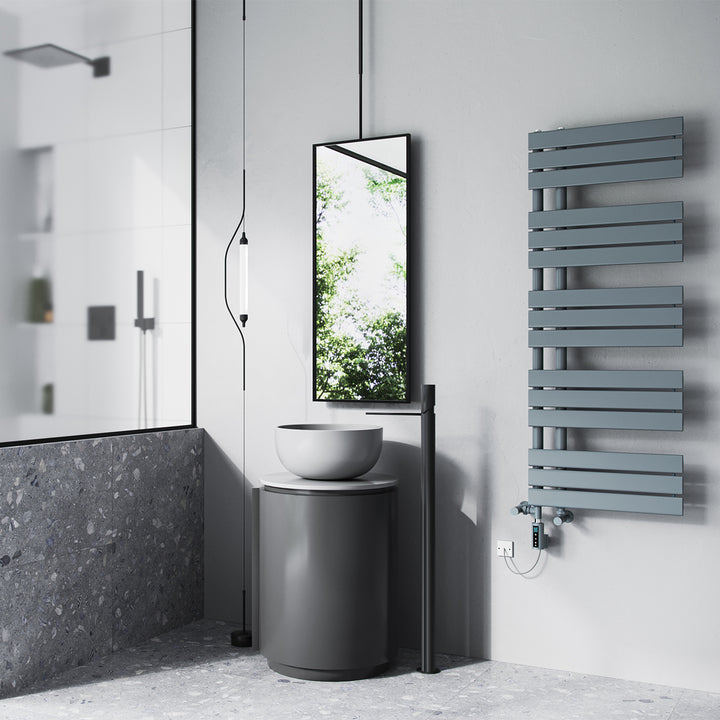 Tristan - Anthracite Dual Fuel Towel Rail H1292mm x W500mm Thermostatic WIFI