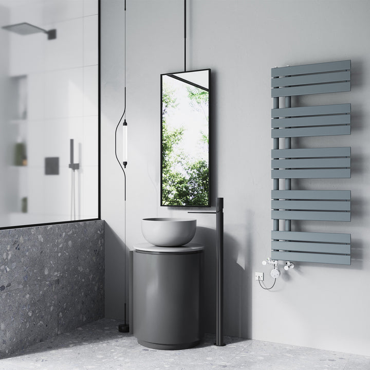 Tristan - Anthracite Dual Fuel Towel Rail H1292mm x W500mm Thermostatic