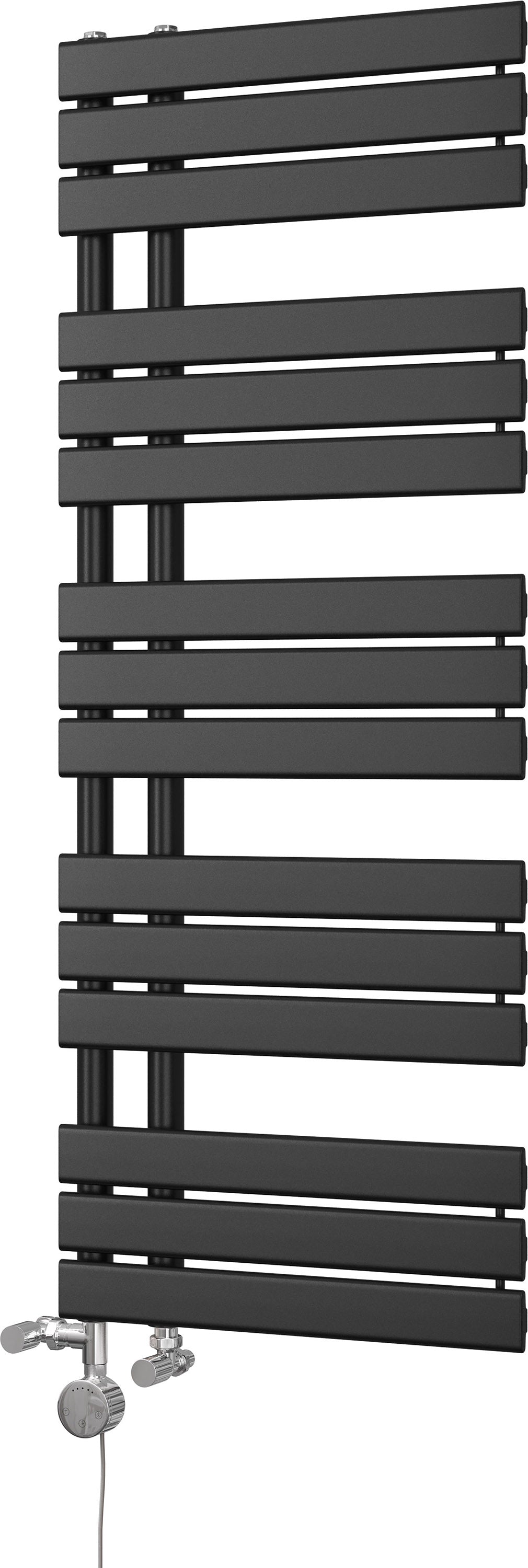 Tristan - Black Dual Fuel Towel Rail H1292mm x W500mm Thermostatic
