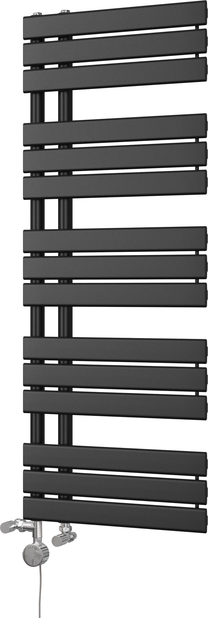 Tristan - Black Dual Fuel Towel Rail H1292mm x W500mm Thermostatic