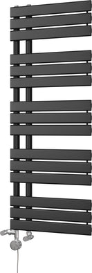 Tristan - Black Dual Fuel Towel Rail H1292mm x W500mm Thermostatic