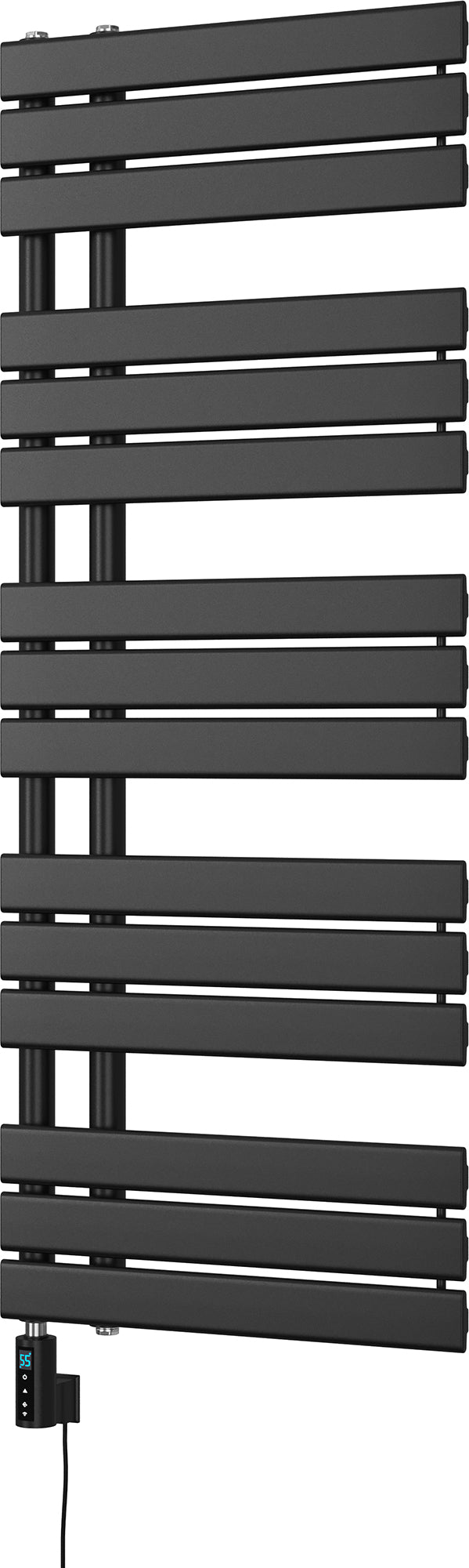 Tristan - Black Electric Towel Rail H1292mm x W500mm 600w Thermostatic WIFI