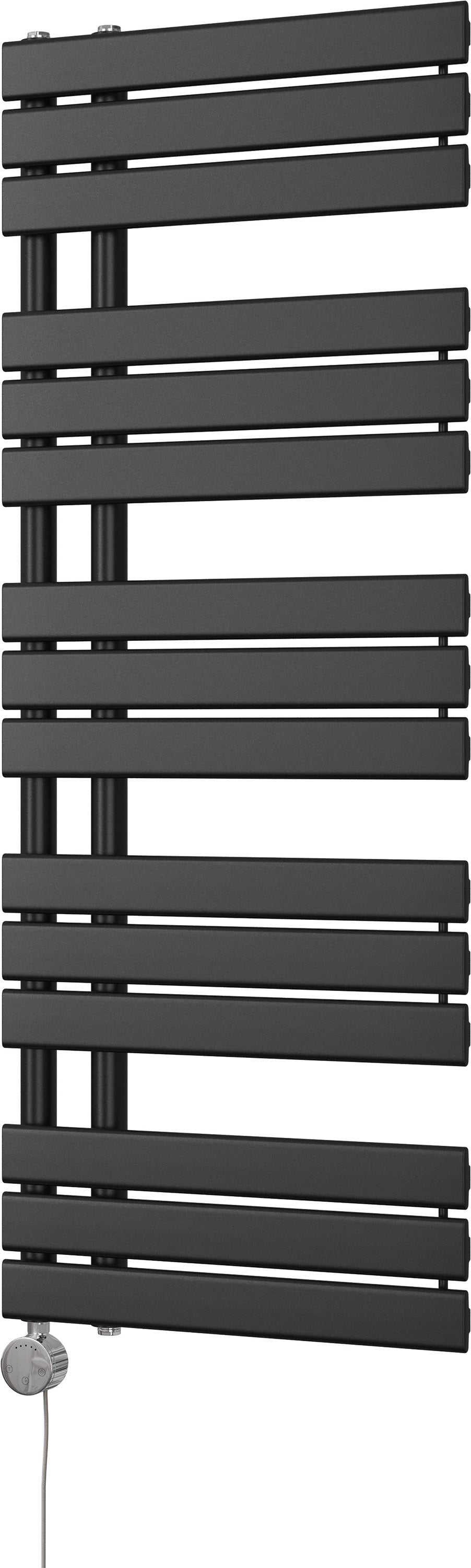 Tristan - Black Electric Towel Rail H1292mm x W500mm 600w Thermostatic