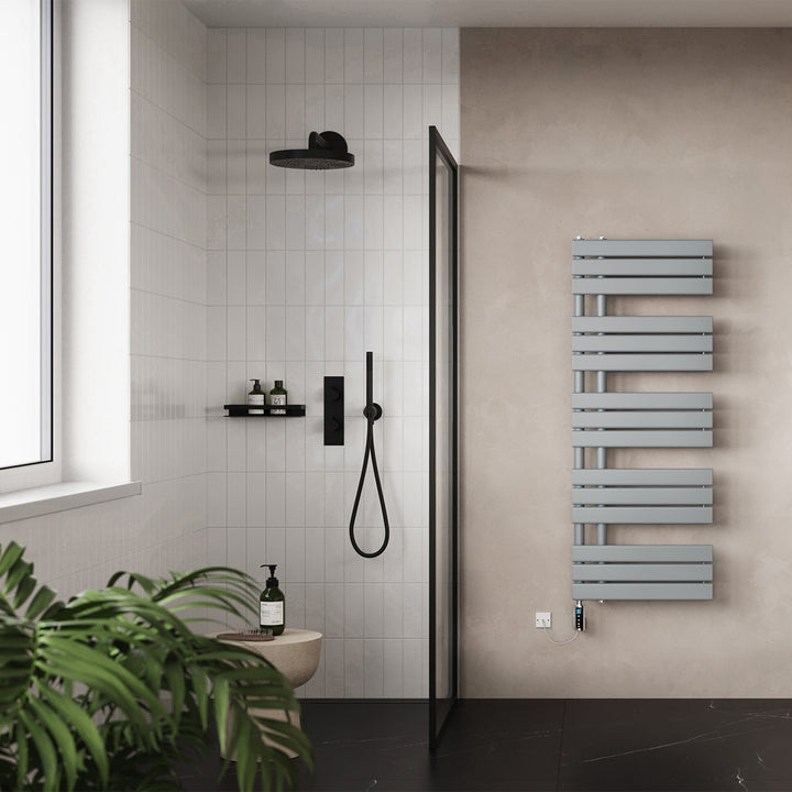 Tristan - Silver Electric Towel Rail H1292mm x W500mm 600w Thermostatic WIFI