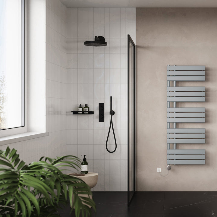 Tristan - Silver Electric Towel Rail H1292mm x W500mm 600w Thermostatic