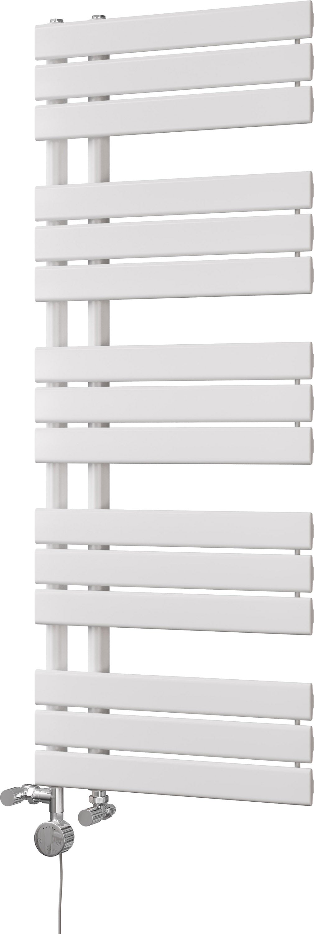 Tristan - White Dual Fuel Towel Rail H1292mm x W500mm Thermostatic