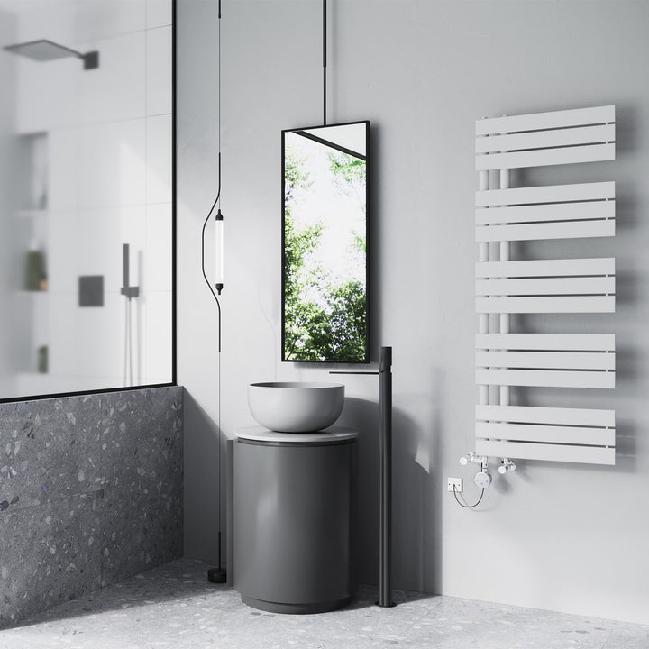 Tristan - White Dual Fuel Towel Rail H1292mm x W500mm Thermostatic