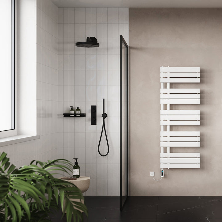 Tristan - White Electric Towel Rail H1292mm x W500mm 600w Thermostatic WIFI