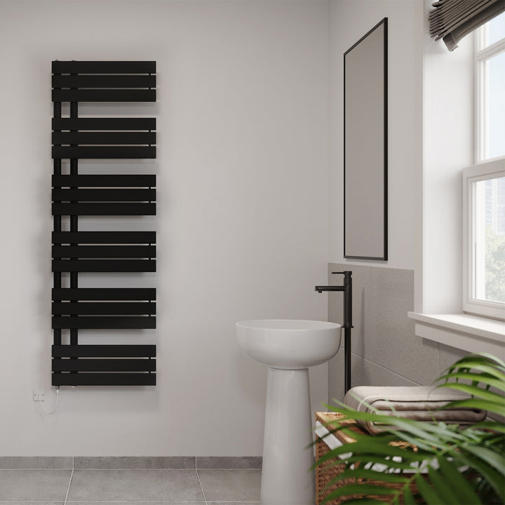 Tristan - Black Electric Towel Rail H1564mm x W500mm 600w Standard