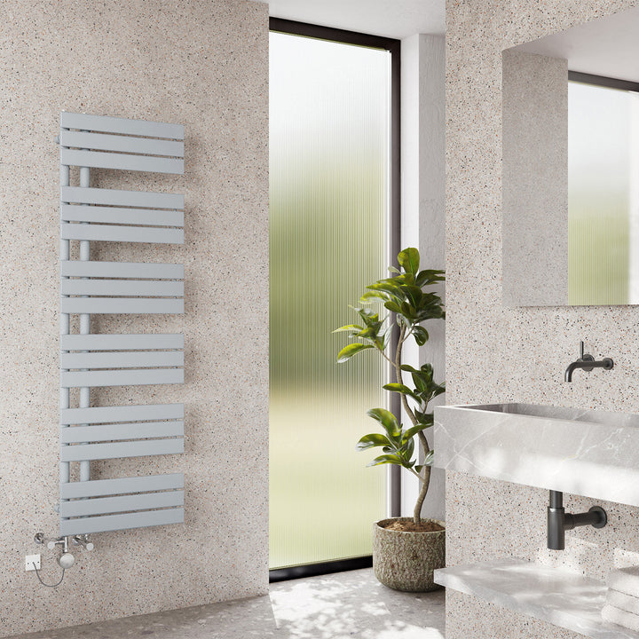 Tristan - Silver Dual Fuel Towel Rail H1564mm x W500mm Thermostatic