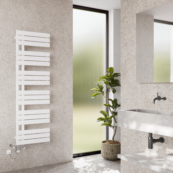 Tristan - White Dual Fuel Towel Rail H1564mm x W500mm Thermostatic