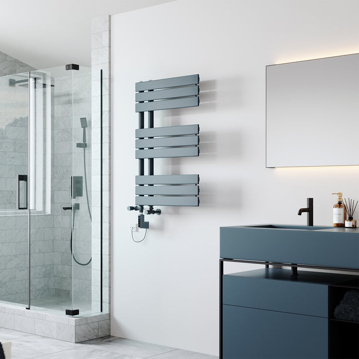 Tristan - Anthracite Dual Fuel Towel Rail H816mm x W500mm Thermostatic WIFI