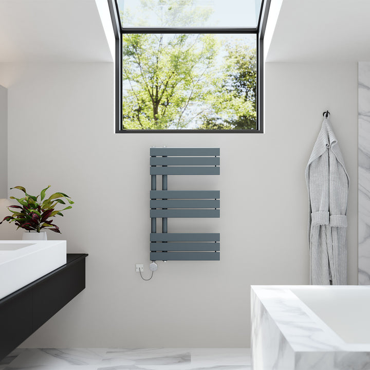 Tristan - Anthracite Electric Towel Rail H816mm x W500mm 400w Thermostatic