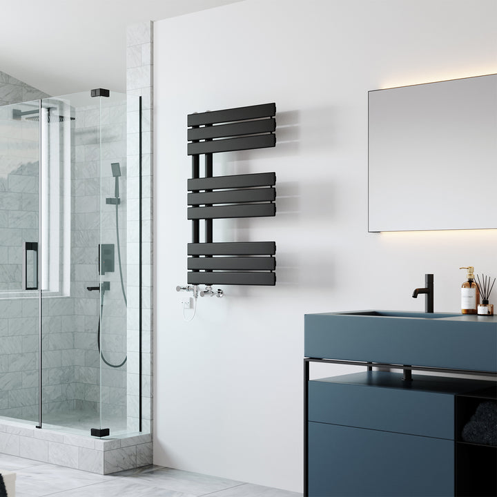 Tristan - Black Dual Fuel Towel Rail H816mm x W500mm Standard