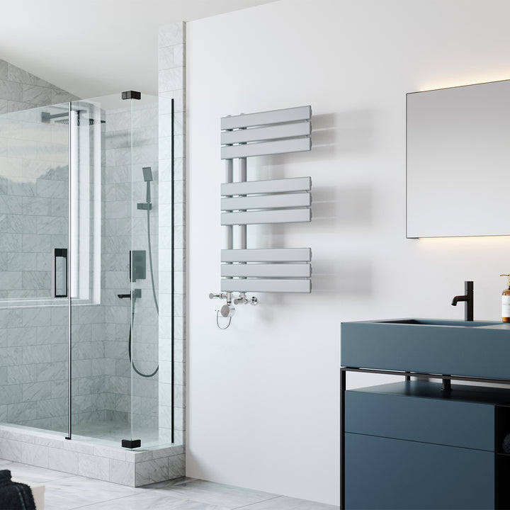 Tristan - Silver Dual Fuel Towel Rail H816mm x W500mm Thermostatic