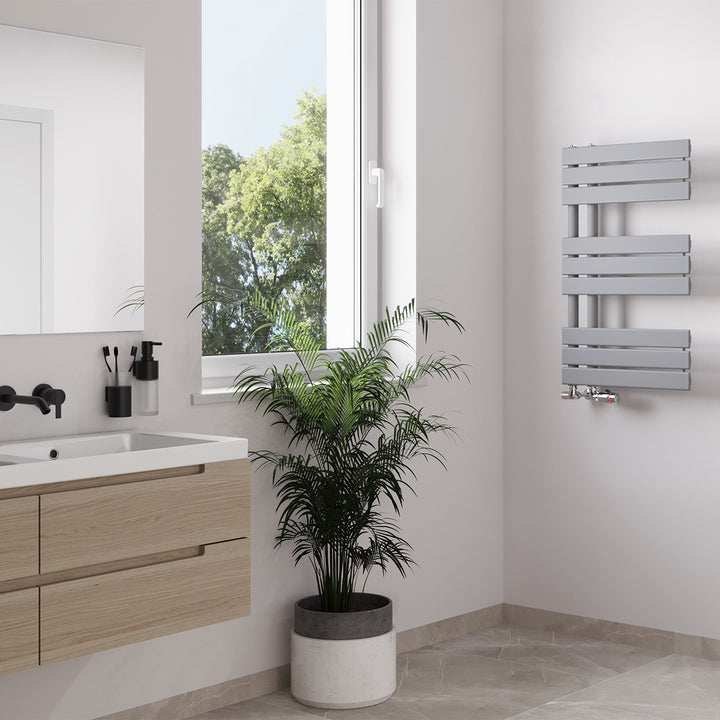 Tristan - Silver Towel Radiator - H816mm x W500mm