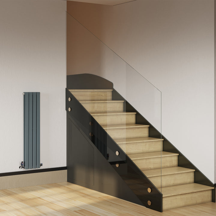 Typhoon - Anthracite Designer Radiator H1200mm x W272mm Double Panel - Feet Included