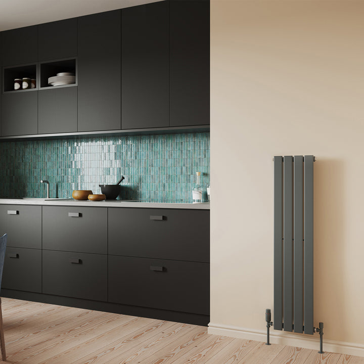 Typhoon - Anthracite Designer Radiator H1200mm x W272mm Single Panel - Feet Included