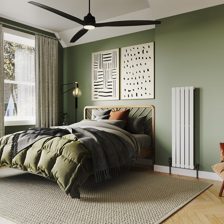 Typhoon - White Designer Radiator H1200mm x W340mm Single Panel - Feet Included