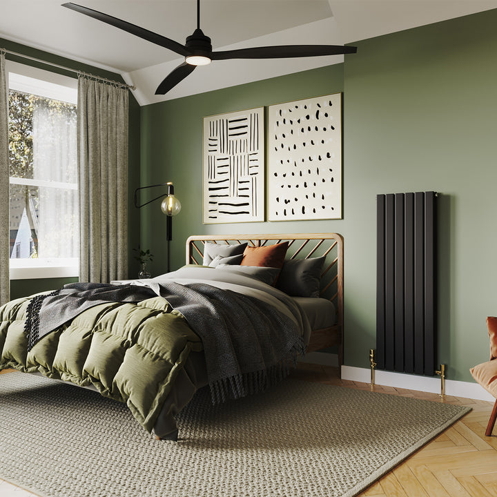 Typhoon - Black Designer Radiator H1200mm x W408mm Double Panel - Feet Included