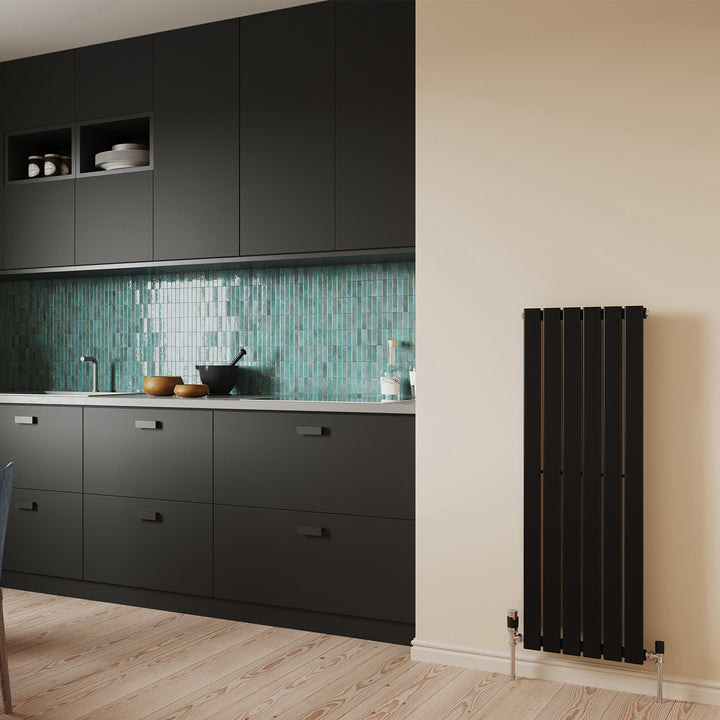 Typhoon - Black Designer Radiator H1200mm x W408mm Single Panel - Feet Included