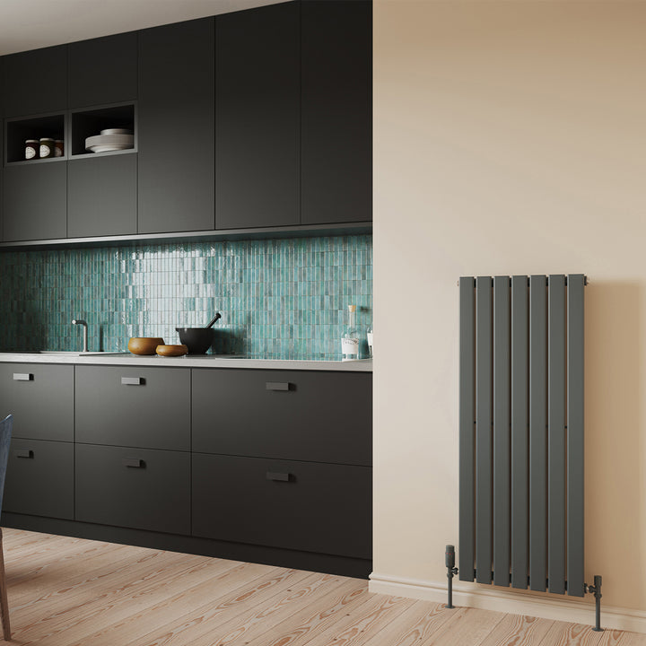 Typhoon - Anthracite Designer Radiator H1200mm x W476mm Single Panel - Feet Included
