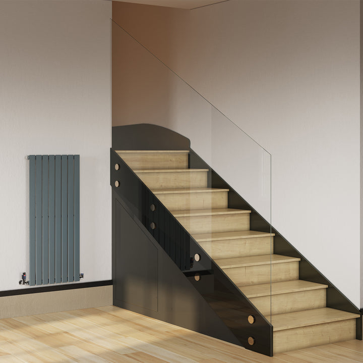 Typhoon - Anthracite Designer Radiator H1200mm x W544mm Single Panel - Feet Included
