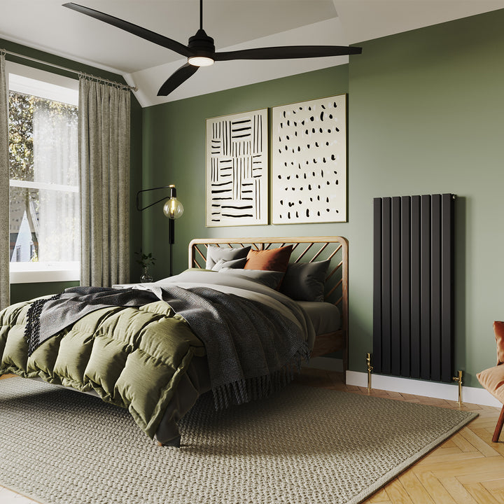 Typhoon - Black Designer Radiator H1200mm x W544mm Double Panel - Feet Included