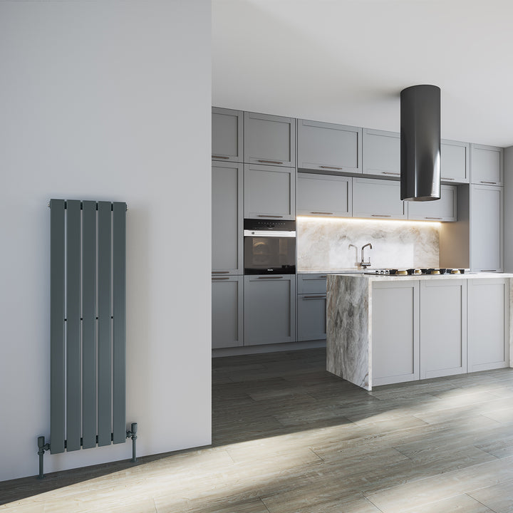 Typhoon - Anthracite Designer Radiator H1400mm x W340mm Single Panel - Feet Included
