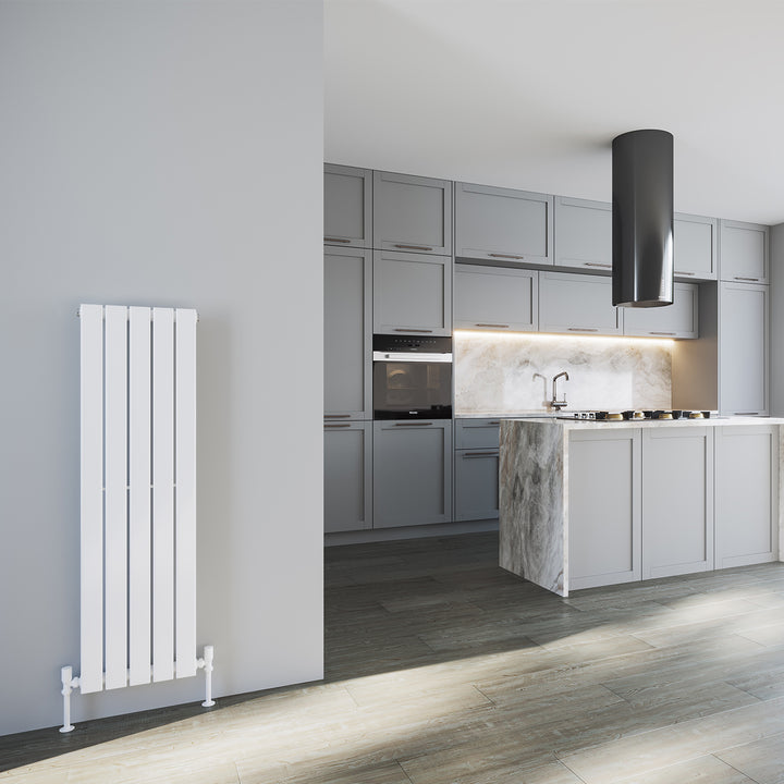 Typhoon - White Designer Radiator H1400mm x W340mm Single Panel - Feet Included