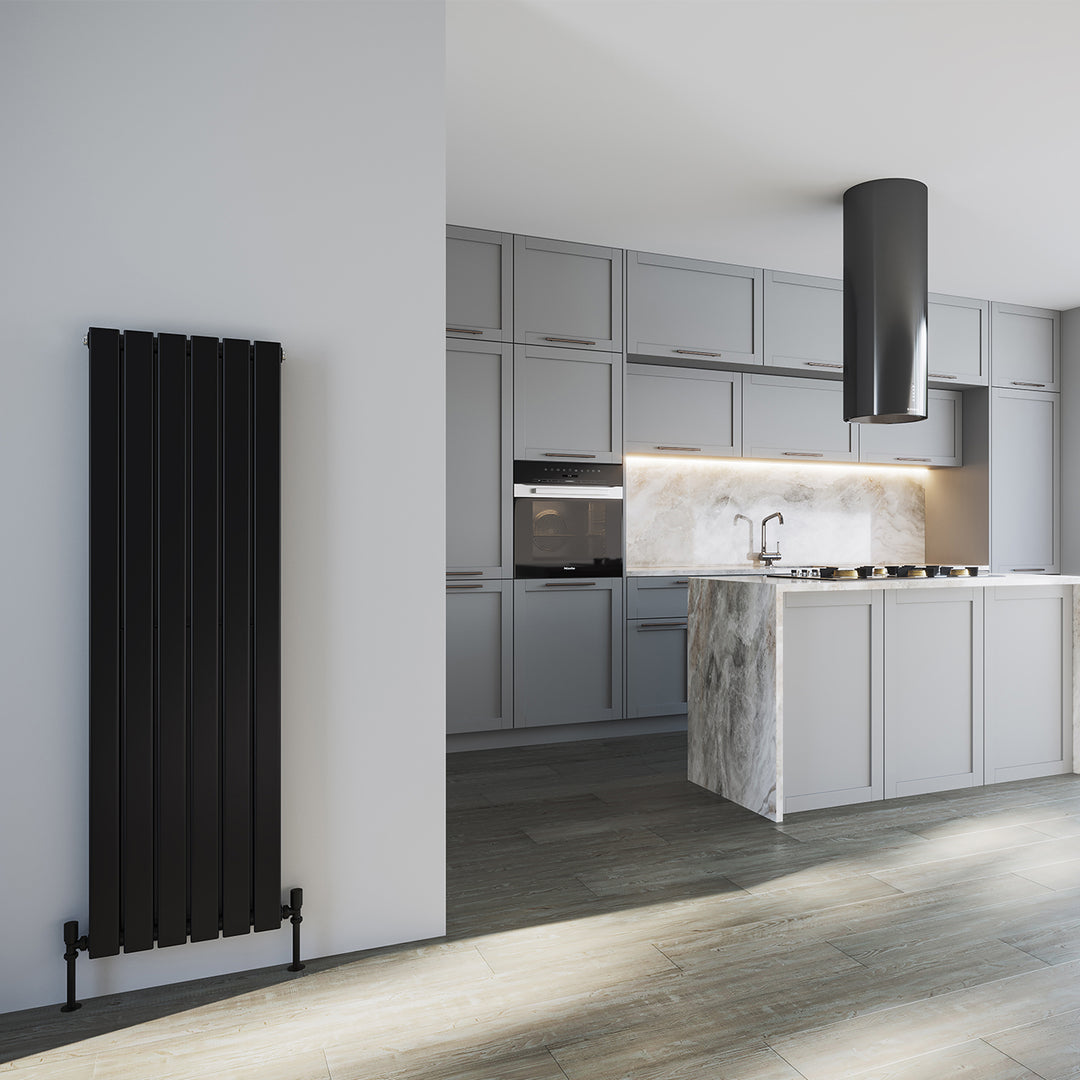 Black Vertical Radiator H1400mm x W408mm Double Panel - Typhoon | UK ...