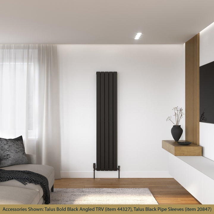 Typhoon - Black Vertical Radiator H1600mm x W340mm Double Panel